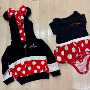 Disney Minnie Mouse Red and Black Baby Outfit
